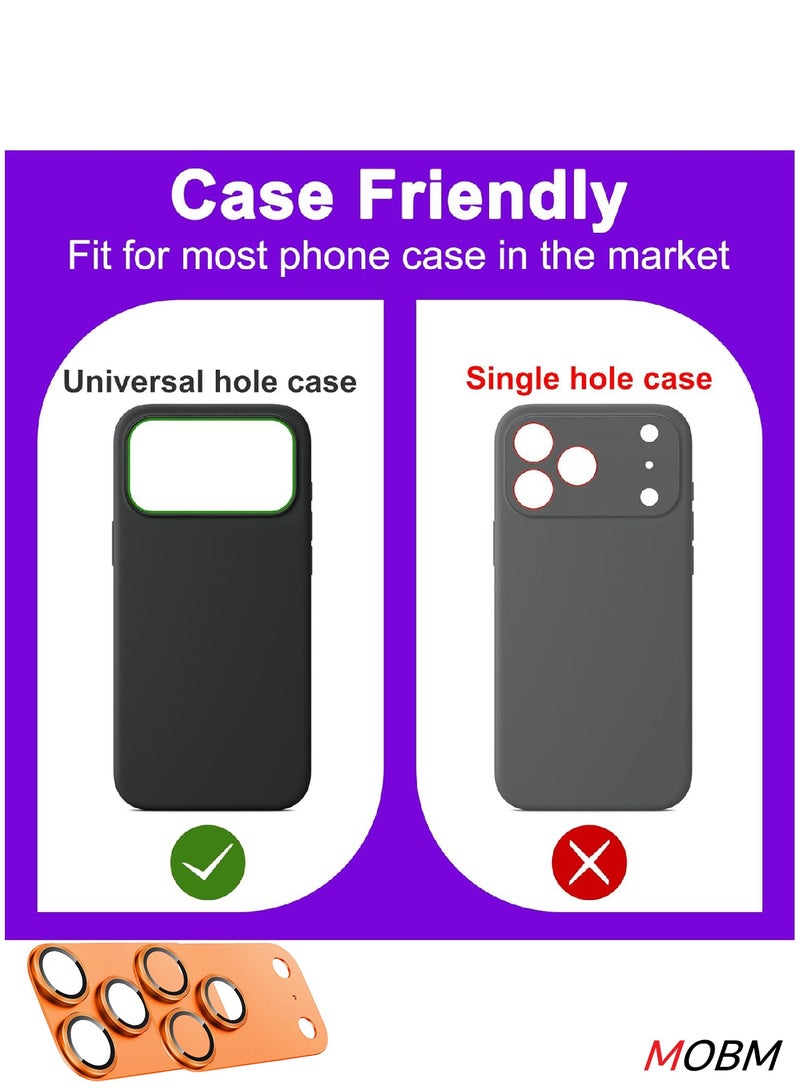 MOBM For iPhone 17 Pro Max Camera Protector Lens Cover Orange Pack of 2 - Image 5